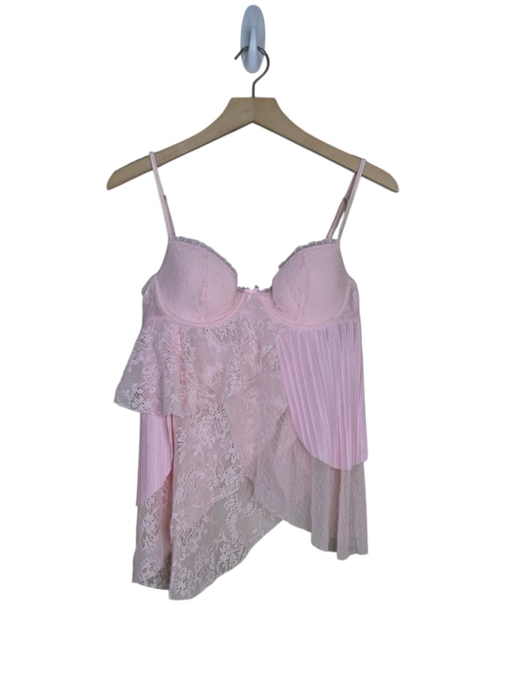 Victoria's Secret Women's 34B Lace Pleated Chiffon Babydoll Bustier